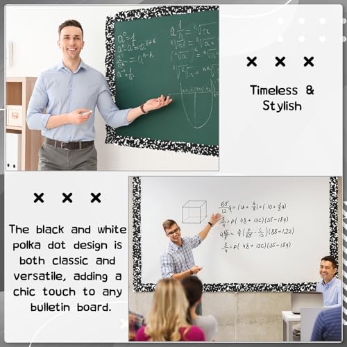 Suncalla 2 Roll 66 ft Black and White Bulletin Board Borders for Classroom Decor Ruffled Bulletin Board Burlap Scalloped Border Trims for Chalkboard Office Wall Decor(Black and White Cow Pattern) - style: Black and White Cow Pattern