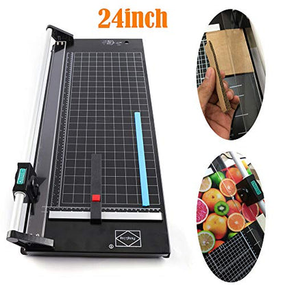 24Inch Rotary Trimmer Paper Cutter,Manual Paper Cutters Trimmers Photo Paper Cutter with Automatic Paper Weighting,Self-Sharpening for Craft Paper, Card Stock and Office Paper - color: 24 Inches-1