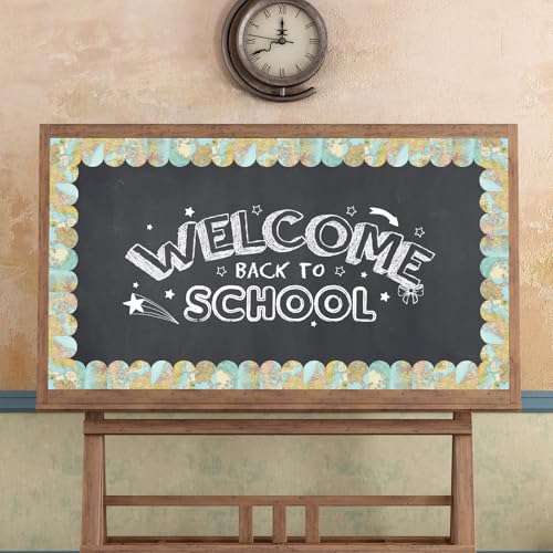 FYSUIMU 65.6 Ft Globe Map Bulletin Board Border Travel The World Scalloped Die Cut Border Trim Roll for Back to School Party Home Classroom Decor - style: Classic