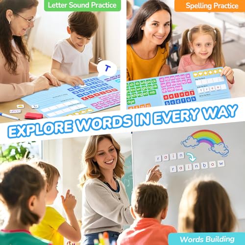 Magnetic Alphabet Letters+Phonics Word Magnetic Letter Tiles-JoyCat 265 Alphabet Tiles, Magnetic Letters Kit with Word-Building Folder and Storage Case, Kindergarten Phonics Awareness, Science of Read