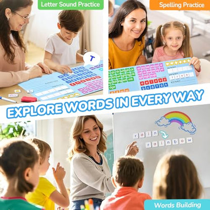JoyCat 265 Phonics Magnetic Letter Tiles- Hooked on Phonics, ABC Reading Games Set with Word-Building Folder & Storage Case, Letter Sound Alphabet Letters, Preschool Pre k Classroom Materials - style: 265 Tiles+1 Word Folder