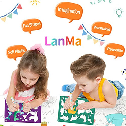 30 Pieces Drawing Stencils Set for Kids, Plastic Drawing Painting Stencil Templates for Kids Crafts School Art Projects, Journal Stencil with 400+ Images - color: Multi 30PCS
