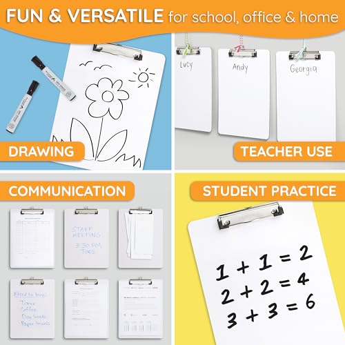 Blue Summit Supplies 30 Pack Dry Erase Clipboard, Whiteboard Clipboard for Classroom, White Board with Front Surface and Low Profile Clip, Designed for Classroom and Business Use
