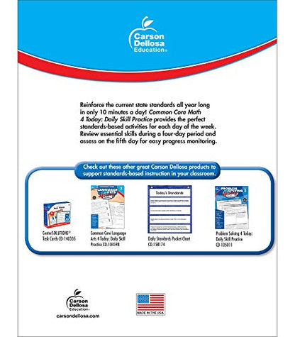 Carson Dellosa Common Core Math 4 Today 3rd Grade Workbooks, Telling Time, Fractions, Addition, Subtraction, Multiplication, Division, and More Mathematics Classroom or Homeschool Curriculum (Volume 6)