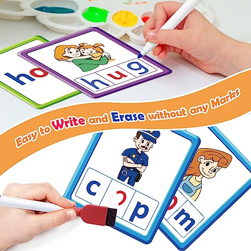 Torlam CVC Word games Phonics Games Sight Words Flash Cards, Spelling Reading Learning Flashcards, Speech Therapy Toy Preschool Kindergarten Classroom Learning Activities Must Have Homeschool Supplies - style: CVC