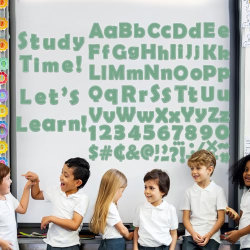 260pcs Letters Combo Pack Set Eucalyptus Classroom Decorations, Green Alphabet Letters Numbers Bulletin Board Block Accents Cutouts for Students Kids - style: green