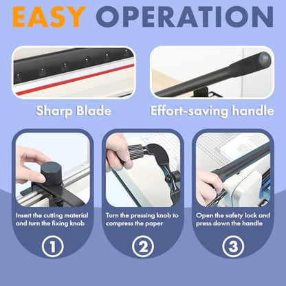 Heavy Duty Paper Cutter 12", Guillotine A4 Paper Cutter, 400 Sheets Capacity Paper Trimmer, Double Safety Protection Durable HSS Blade for Cutting Paper - size: 12"-A4