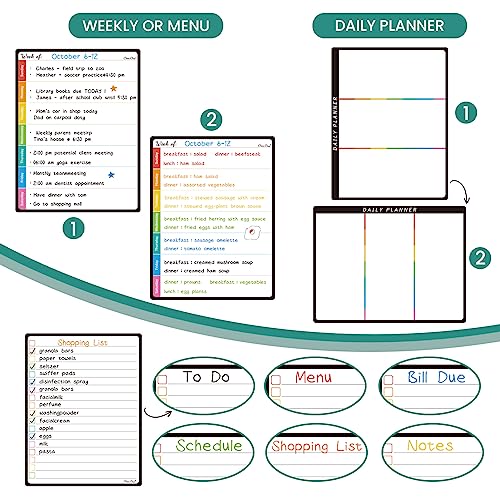 Magnetic Dry Erase Monthly Calendar Set - 14.5"x11" Monthly Calendar, 6.5"x8.5" Weekly, Daily, List Boards for Fridge - 6 Extra Fine Point Markers Included - Shipped Flat - style: Month+Week+Daily+List