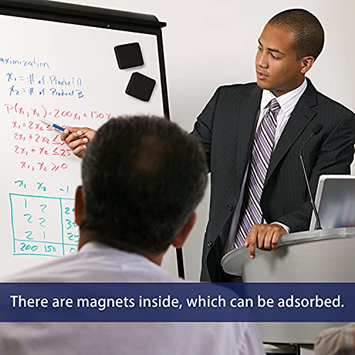 Favourde 48 Pack Magnetic Whiteboard Dry Erase Erasers Chalkboard Cleansers for Classroom, Home and Office (Black) - color: Black