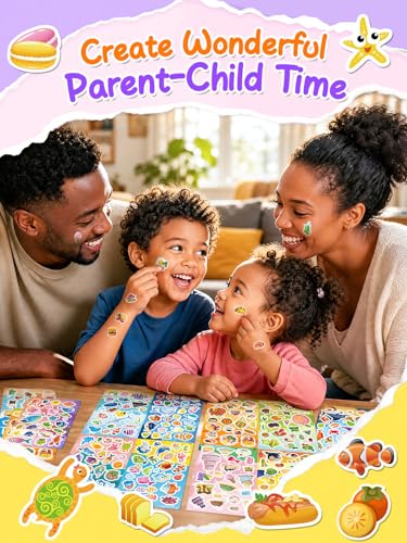 Sinceroduct Stickers for Kids, 1800+ PCS 64 Sheets Ocean Animal Food Stickers, Waterproof Sea Life Stickers for Toddlers, Teachers, Scrapbooking, Party Favors, Goodie Bags, Reward Charts - color: Sea Animal Food-8