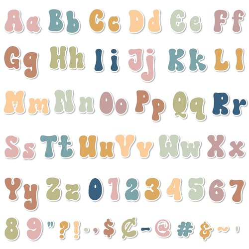 Engrowtic 300 Pcs Morandi Colors Letters Cutout for Bulletin Board Retro Groovy Classroom Decor 4" Letters Upper and Lowercase Alphabet, Numbers, Symbols Cutout for Class Wall Party Decor - color: Morandi Colors