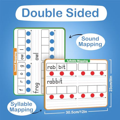 Aizweb Phonemic Awareness Dry Erase Board,9" x 12" Syllable Small Whiteboard,Speech Therapy Material Phonics Games, Letter Sound,Science Reading Manipulative,Preschool Kindergarten Classroom Must Have - style: Sound & Syllable Mapping