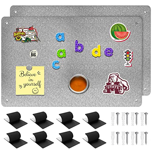 2Pack Magnetic Board,17.1" x 11.8" Magnet Display,for Magnets and Bulletin Board,Suitable for Wall, Refrigerator, Compartment, Cabinet etc,Comes with Dual Lock Tape for Easy Hanging (silver1 - color: Silver1, size: 17.1"W x 11.8"H - 2 Pack