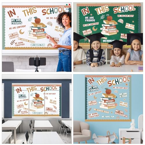 Motivational Bulletin Board Decoration Set Affirmation Station Bulletin Board Classroom Decorations Modern Boho in This School Paper Cutouts for Back to School Library Wall Door Decor - style: In this school
