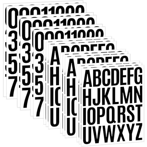 414Pcs Letter Stickers Alphabet Stickers 15 Sheets 2 Inch Vinyl Letter Sticker Self Adhesive Alphabet Number Stick on Sticker for Scrapbook Classroom Craft Window Bulletin Board Sign Mailbox Numbers - color: Black