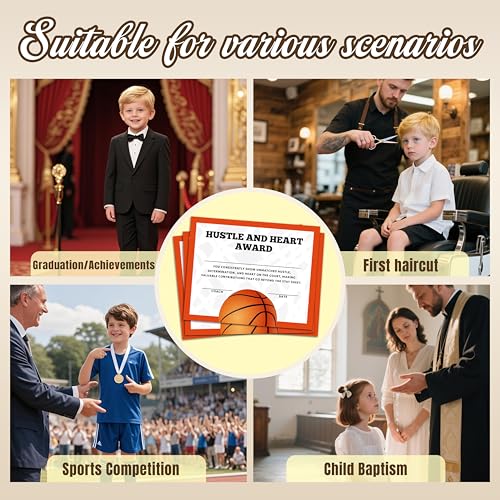 Basketball Award Certificates, 25 Pcs Basketball Ceremony Certificate, Sports Certificates of Achievement for Student Coach Kids, Sports Team Party Activities Supplies -A11 - style: Basketball