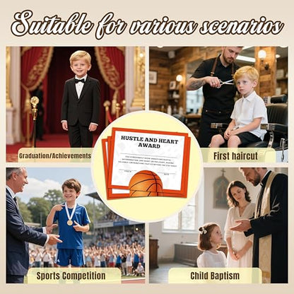 Basketball Award Certificates, 25 Pcs Basketball Ceremony Certificate, Sports Certificates of Achievement for Student Coach Kids, Sports Team Party Activities Supplies -A11 - style: Basketball