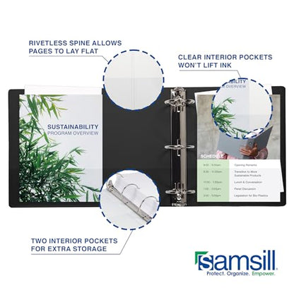 Samsill 0.5 Inch 3 Ring Binders, Economy Round Ring, Clear View Cover, 100 Sheet Capacity - for School, Home, Office - Black, 4 Pack - size: 4-Pack, style: 0.5 Inch