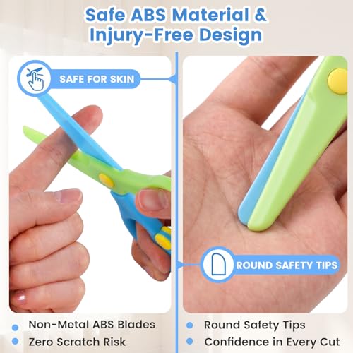 LovesTown Kids Scissors, 8PCS Blunt Tip Training Safety Scissors Stocking Stuffer for Toddler & Children, Anti-Pinch Design, Child Hand-Eye Coordination Development, Art Craft Cutting Paper Supplies