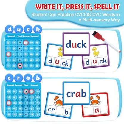 Torlam CVCC & CCVC Word Games, Sight Words Flash Cards Spelling Reading Learning Phonics Games for Kids, Speech Therapy Toy, Kindergarten Classroom Must Have Learning Activities Homeschool Supplies - style: CVCC&CCVC