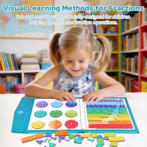 Magnetic Fraction Educational Puzzle, Magnetic Fraction Demonstration Book, Fraction Tiles & Circles, Montessori Math Manipulatives for Elementary School, Fraction Learning Toys for Kids - color: Zebra