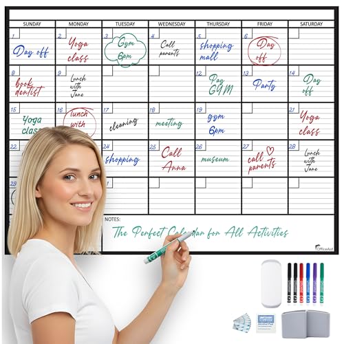 Large Dry Erase Calendar for Wall 36x48, Big Classroom Giant Month, Undated Reusable Family Monthly, Rolled Whiteboard White Board, Calendar Dry Erase Planner for Wall Erasable Large Office 48x36 - size: Large (36 x 48 inch)