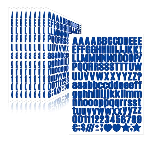 1550 Pcs 10 Sheets Letter Stickers,Self Adhesive Waterproof 1/2 Inch Mailbox Numbers Vinyl Stickers,Alphabet Decals for Water Bottle,Window,Classroom,Car,Laptop,Scrapbook (Blue, 0.5 Inch) - color: Blue, size: 0.5 Inch