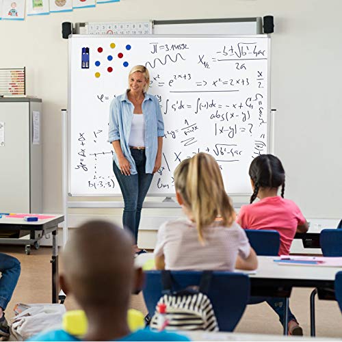 H-Qprobd 60"x48" Mobile Whiteboard Double-Sided Magnetic Dry Erase Board on Wheels - Comercial Rolling White Boards with Sturdy Stand for Home, Office & School - size: 48"W x 74"H