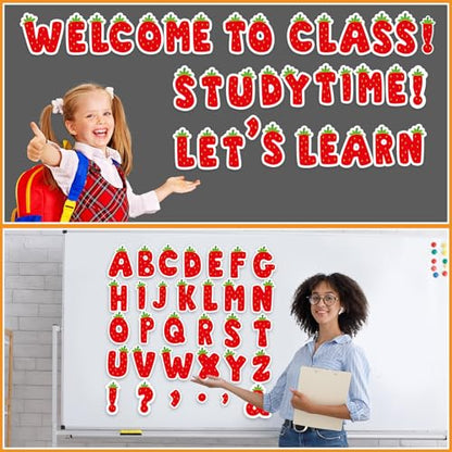 150 PCS Large 6" Bulletin Board Letters Set, Strawberry Classroom Alphabet Sweet Berry Cutout Letter for Bulletin Board Display Home School, A Great Helper to Inspire Students' Learning Interest - style: Strawberry Themed