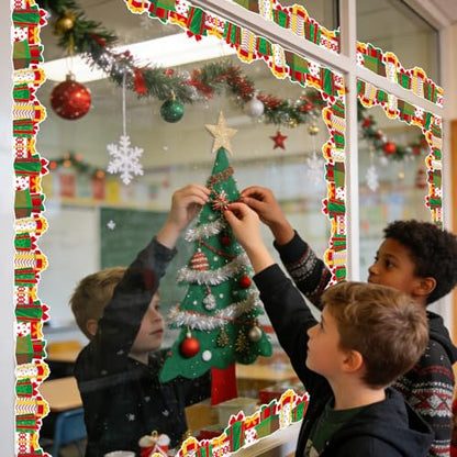 69 Feet Christmas Gift Box Border Red Green Bulletin Board Border Trim for Christmas Holiday Party School Classroom Office DIY Home Wall Decor - style: Gift box