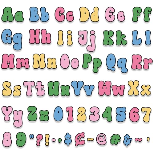 Engrowtic 300 Pcs Pink Blue Green Letters Cutout for Bulletin Board Retro Groovy Classroom Decor 4" Letters Upper and Lowercase Alphabet Numbers Symbols Cutout for Class Wall Decor - color: St. Patrick's Day Green Pink Blue