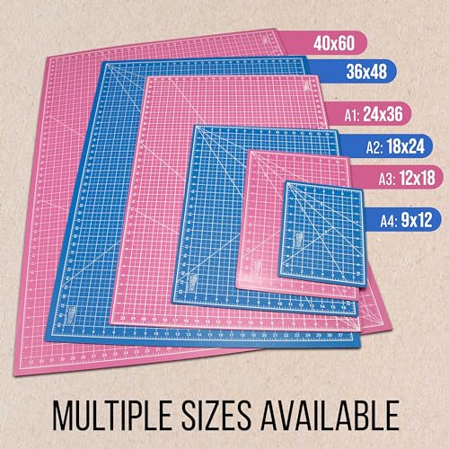 U.S. Art Supply 36" x 48" Self-Healing Cutting Mat 5-Ply - Double-Sided Pink/Blue Craft Mat, Non-Slip Cutting Mats for Crafts, Sewing, Quilting, Scrapbooking - color: Pink/Blue