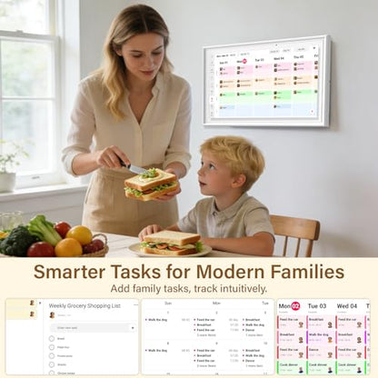 15.6" Digital Calendar, Planner Electronic Calendar & Chore Chart, Touchscreen Interactive Electronic Organizer for Monthly, Weekly & Daily Agenda, Chore Chart, Digital Photo Display, Wall & Desk Mountable