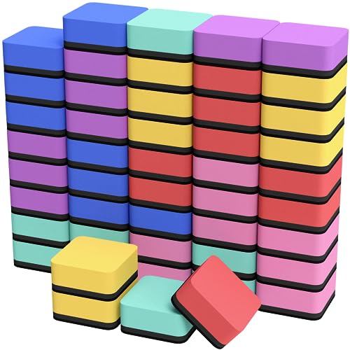 MaxGear Dry Erase Erasers, 48 Pack Magnetic Whiteboard Erasers, 6 Colors | Mini Whiteboard Cleaning Pads with Strong Magnetic Backing, 2" x 2" for Classroom, School, Office and Home, Teacher Supplies - color: Sorbet, size: 48 Pack