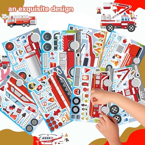 24 Sheets Rescue Vehicle Stickers for Kids, Make Your Own Tow Truck Stickers for Toddlers, Relief Vehicles Theme Sticker for Classroom Teacher Reward(Fire Trucks, Helicopters, Water Trucks) - style: Truck
