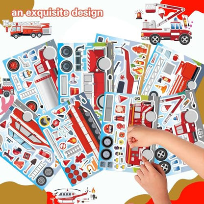 24 Sheets Rescue Vehicle Stickers for Kids, Make Your Own Tow Truck Stickers for Toddlers, Relief Vehicles Theme Sticker for Classroom Teacher Reward(Fire Trucks, Helicopters, Water Trucks) - style: Truck