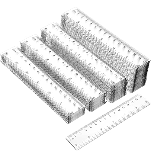 Zonon 100 Pcs 6 Inch Rulers Bulk Clear Plastic Flexible Straight Rulers with Inches and Centimeters First Day of School Gift for Students Back to School Office Supplies - color: Clear