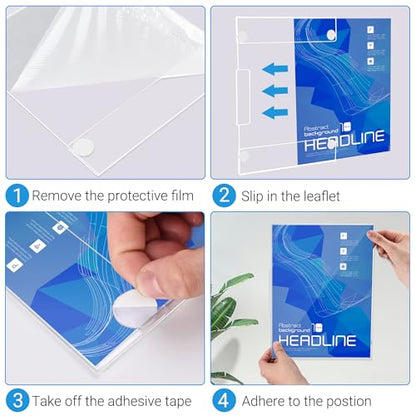 12 Pack Acrylic Sign Holder 8.5 x 11 Wall Mount, Vertical & Horizontal Use, Wall Sign Holder Memo Document Menu Holder for Office Store Restaurants Wedding Party Decoration, No Drilling