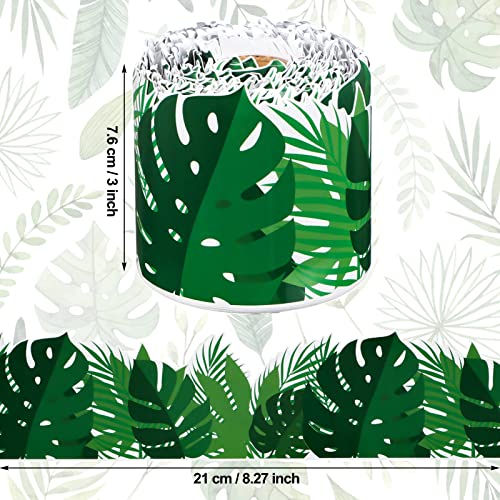 Panelee Tropical Leaves Border 68.9 Feet Bulletin Board Border Butterflies Flowers Bee Space Inspirational Cute Decor for Classroom Bulletin Boards Chalkboard Wall Decor - style: Leaves