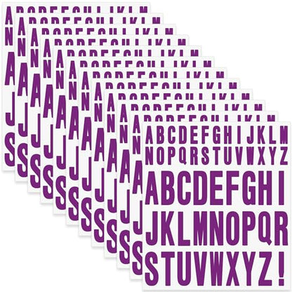 Letter Stickers 636 Pcs Alphabet Sticker,1 inch 2 inch Self Adhesive Vinyl Letter Stickers Aesthetic Waterproof Decals for Scrapbooking Water Bottles Cup Mailbox Poster Bulletin Board (12, Purple) - color: Purple