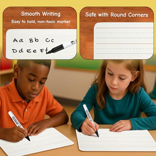 Charles Leonard Dual-Side Mini Dry Erase Boards, Classroom Pack of Mini Lapboards, Set of 12, Plain and Lined Sided Dry Erase White Boards, 9x12 Inches (35120) - color: Plain & Lined, size: 9" x 12" (12-Pack), style: 2-Sided Masonite Board