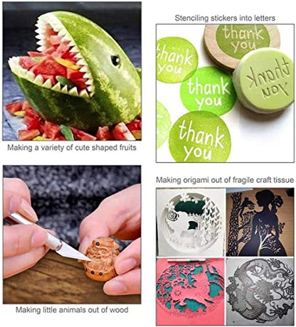 DIYSELF 1 Pcs Craft Knife Hobby Knife with 11 Pcs Stainless Steel Blades Kit and Cutting Mat 6in×8in