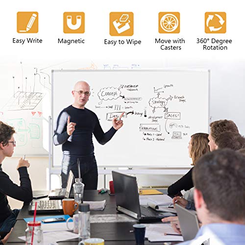H-Qprobd Mobile Whiteboard 72"x40" Magnetic Dry Erase Board with Stand Double-Sided Rolling Whiteboard for Office, Home & School - size: 72"W x 74"H