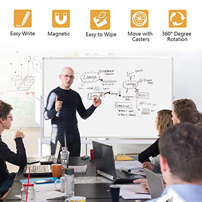 H-Qprobd Mobile Whiteboard 72"x40" Magnetic Dry Erase Board with Stand Double-Sided Rolling Whiteboard for Office, Home & School - size: 72"W x 74"H