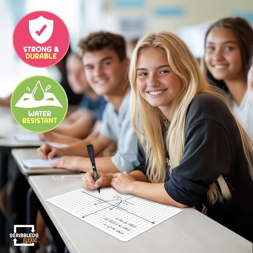 SCRIBBLEDO XY Graph Dry Erase Sheets 9”x12” Math Practice Small White Board Dry Erase Sheets Math Manipulatives Grid Whiteboard Sheets Math Supplies Homeschool Teacher Students Classroom Pack of 10