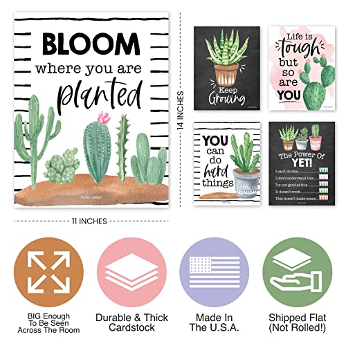 Hadley Designs 4 Cactus Pre K Learning Posters For Toddlers 1-3 - ABC Posters, 9 Classroom Decor, Classroom Motivational Posters, Solar System Poster For Kids Maps, Classroom Rules