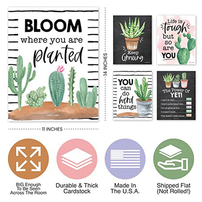 Hadley Designs 4 Cactus Pre K Learning Posters For Toddlers 1-3 - ABC Posters, 9 Classroom Decor, Classroom Motivational Posters, Solar System Poster For Kids Maps, Classroom Rules