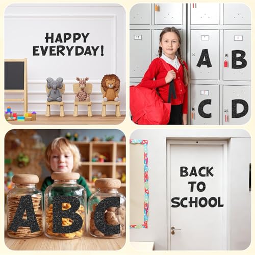 150 PCS Large 6" Bulletin Board Letters Set, Glitter Black Classroom Alphabet Cutout Letter for Bulletin Board Display Home School, A Great Helper to Inspire Students' Learning Interest - style: Glitter Black