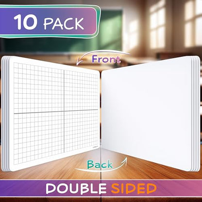 SCRIBBLEDO XY Graph Dry Erase Sheets 9”x12” Math Practice Small White Board Dry Erase Sheets Math Manipulatives Grid Whiteboard Sheets Math Supplies Homeschool Teacher Students Classroom Pack of 10