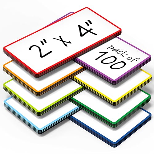 100 Pack Dry Erase Magnetic Labels 2x4 in - Magnetic Name Tags for Classroom Lockers School Bus - Classroom Magnets for Names - Magnet Labels for Whiteboard - Magnet Names Plates for Classrooms - color: 100 Colored Border, size: 2"x4"